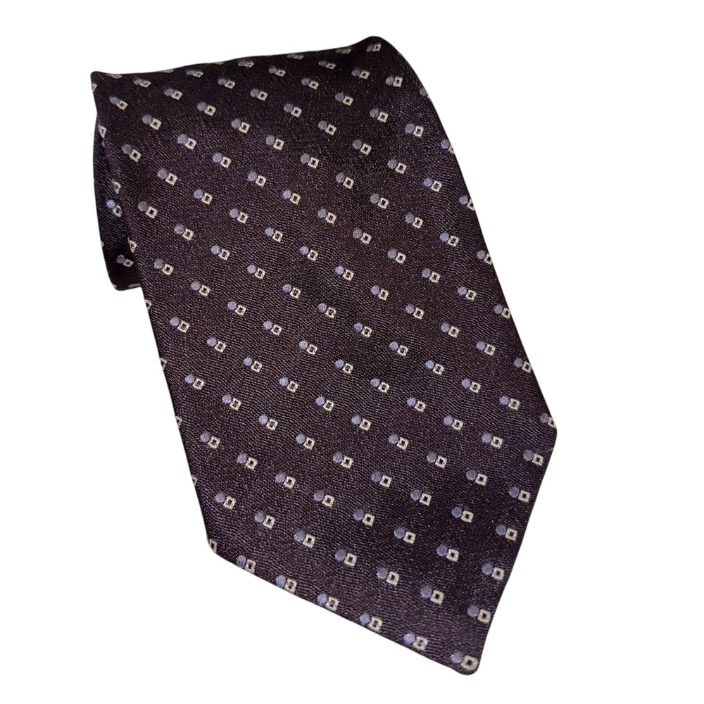 Vintage ARMANI Mens Tie Silk Blend Blue / Silver Geometric 3.75x60” Italy